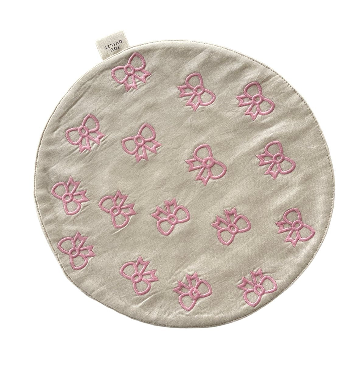 Jou Embroidery serviet til brødkurv - Small Bows Pink